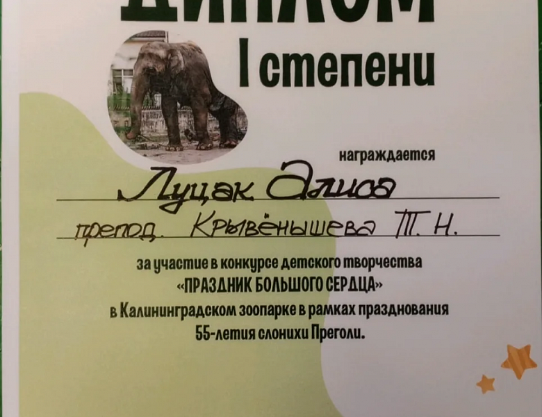 Юные художники поздравили слониху Преголю с Днём рождения!