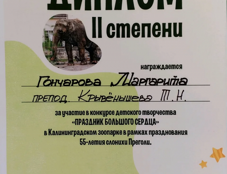 Юные художники поздравили слониху Преголю с Днём рождения!