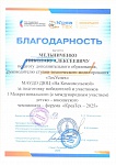 Благодарность за подготовку победителей и участников Мельниченко Н.А., ТехУспех, 1 Межрегиональный детско-юношеский чемпионат - форум  "КреаТех - 2025", 2025