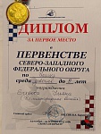 Егорова У., студия Шахматный гамбит, Первенство Северо-Западному федеральному округа, Блиц, 1 место, декабрь, 2025