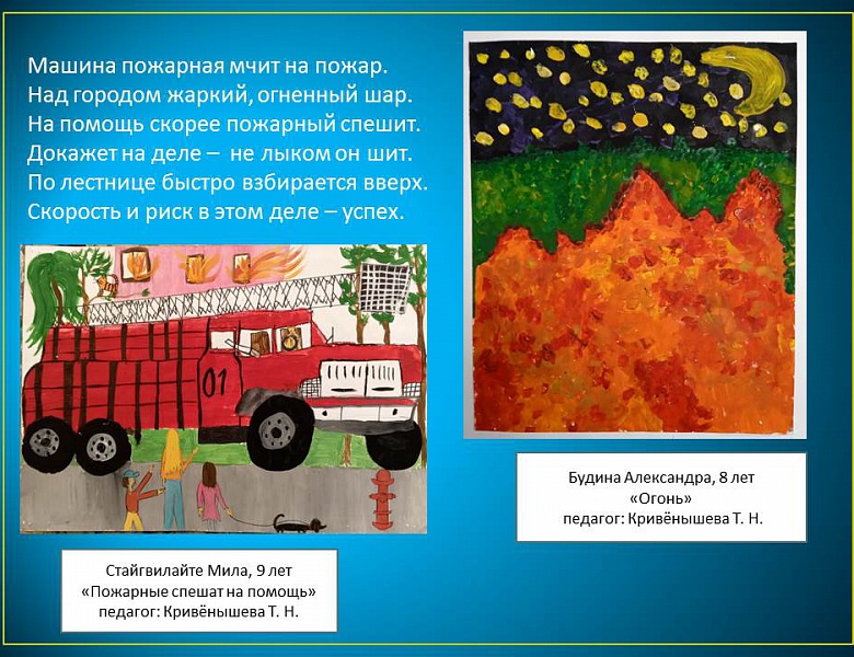 «Пожарная безопасность» выставка творческих рисунков на противопожарную тему